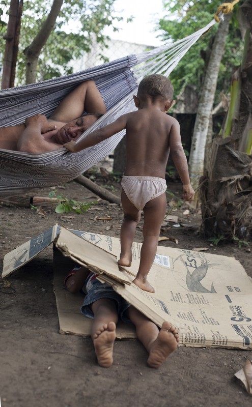 Nestor trying to nap after working in construction all day. Nestor, Gavelys&#039; husband, arrived in Cartagena with their three young sons. He, too, was unjustly incarcerated in Atanquez, and had no way of getting in touch with Gavelys while they were both locked up.&amp;nbsp;